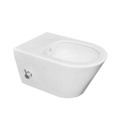 Wandcloset Wiesbaden Stereo Rimless 53 cm Inclusief Ingebouwde Bidet Wit