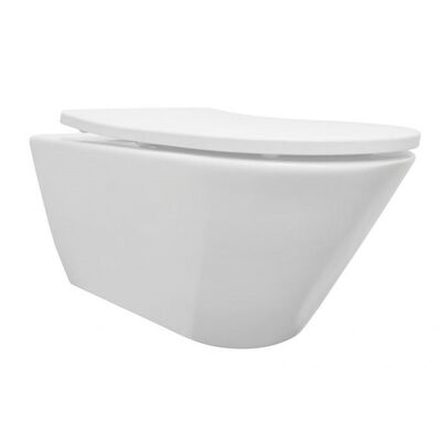 Wandcloset Wiesbaden Stereo Rimless Softclose met Shade Toiletzitting Mat Wit