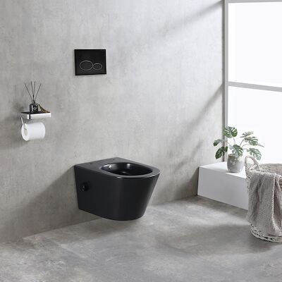 Wandcloset Wiesbaden Vesta Rimless Met Bidetkraan Koud Water Mat Zwart