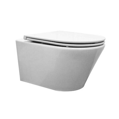 Wandcloset Wiesbaden Vesta Rimless Tornado Flush Met Softclose & Quickrelease Toiletzitting Glans Wit
