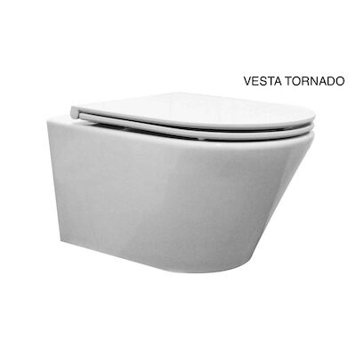 Wandcloset Wiesbaden Vesta Rimless Tornado Flush met Softclose Toiletzitting Glans Wit
