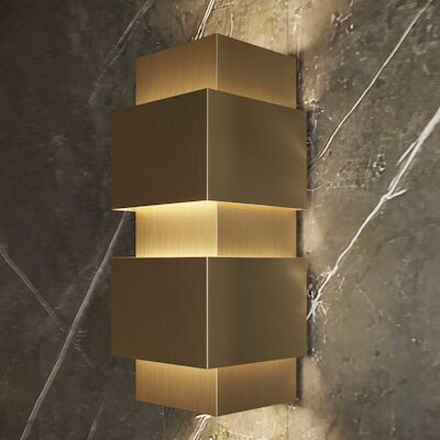 Wandlamp Martens Design Berlin 10×26 Cm Rechthoek Geborsteld Goud