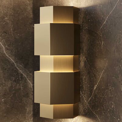 Wandlamp Martens Design Monaco 10×26 Cm Hexagon Geborsteld Koper