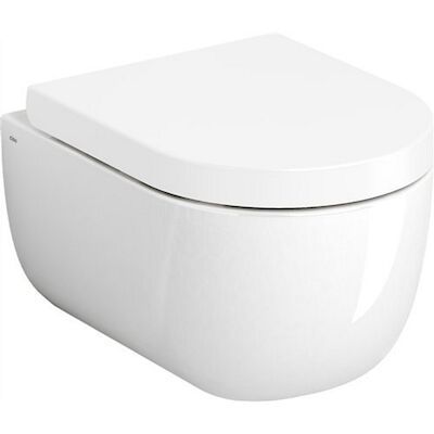Wandtoilet Clou Hammock 49cm Randloos Keramiek Glans Wit (Inclusief Zitting Met Deksel)