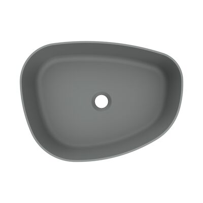 Waskom Arcqua Rocker Cast Marble 50×37 cm Organisch Links Mat Grijs