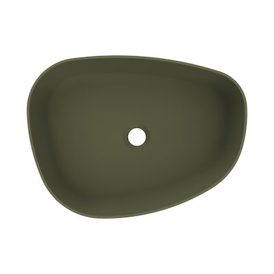 Waskom Arcqua Rocker Cast Marble 50×37 cm Organisch Links Mat Groen