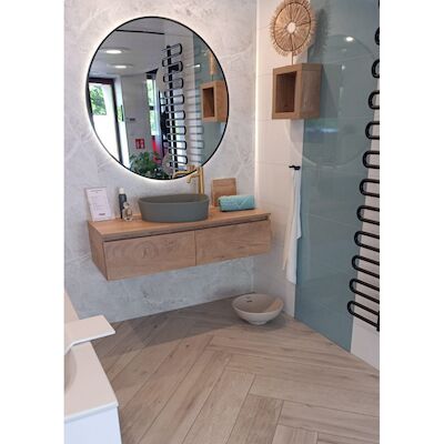 Waskom Arcqua Rocker Cast Marble 50×37 cm Organisch Rechts Mat Groen
