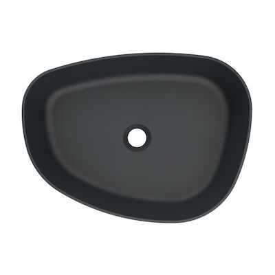 Waskom Arqua Rocker Cast Marble 50×37 cm Organisch Rechts Mat Antraciet
