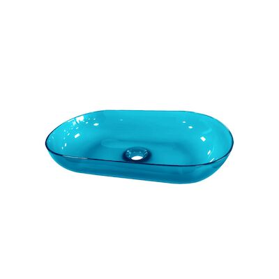 Waskom Best Design Opbouw 54x34x12 cm Resin Transparant Blauw