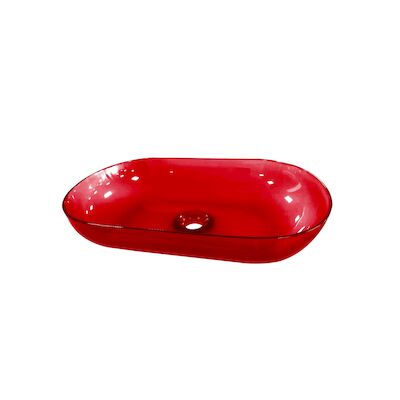 Waskom Best Design Opbouw 54x34x12 cm Resin Transparant Rood