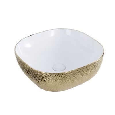 Waskom Best Design Royal Gold Opbouw Keramiek 42.5×14.5 cm Messing Goud