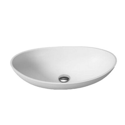 Waskom BWS 1 Kraangat 16x33x57 cm Ovaal Solid Surface Mat Wit
