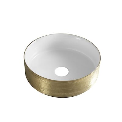 Waskom BWS Dink 36×36 Cm Rond Geborsteld Goud / Glans Wit
