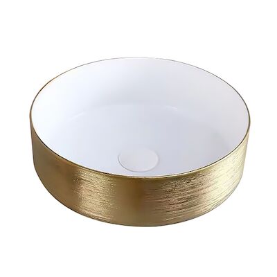 Waskom BWS Keramiek Met Geborsteld Goud Relief 36 cm Wit