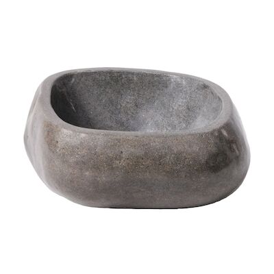 Waskom BWS Stone Rond 30-35x15x1,5 cm Gepolijst Riviersteen Grijs
