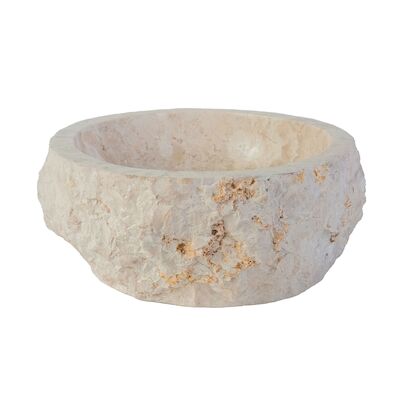 Waskom BWS Stone Rond 30-35×30-35×15 cm Natuurmarmer Creme