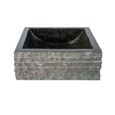Waskom BWS Stone Vierkant 40x40x15 cm Natuursteen Zwart