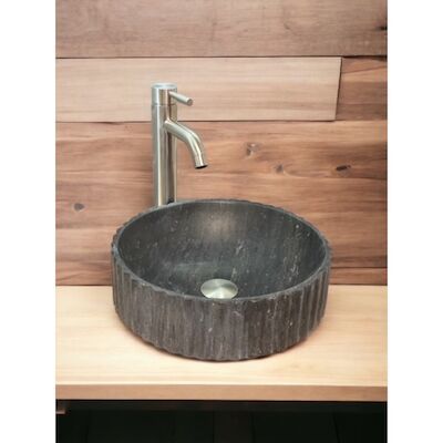 Waskom Casajoy Kenzo Rond 36cm Natuursteen Ribbelrand