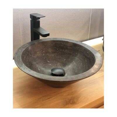 Waskom Casajoy Rond Natuursteen 40×14.5cm Cairo Zwart