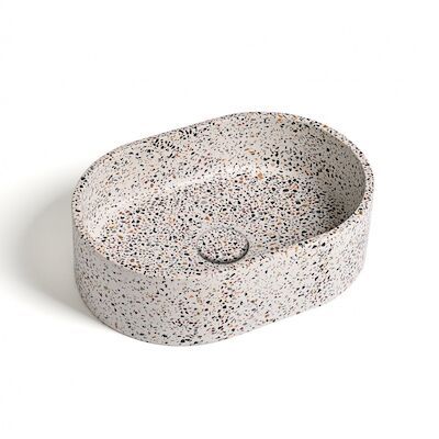 Waskom Ideavit Idea.Rock 40x28x12 cm Ovaal Terrazzo Wit