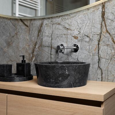 Waskom Loutro Bali B Rond 40x40x15 cm Marmer Black