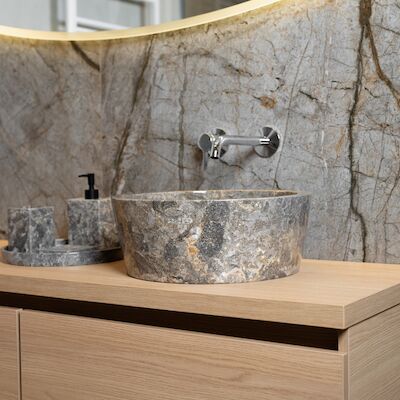 Waskom Loutro Bali T Rond 40x40x15 cm Marmer Taupe