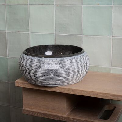 Waskom Loutro Rocky B Rond 20x20x12 cm Marmer Black
