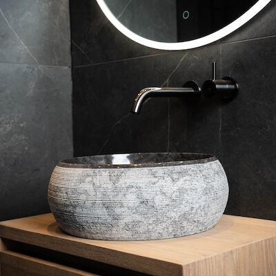 Waskom Loutro Rocky B Rond 40x40x15 cm Black
