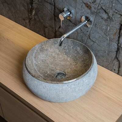 Waskom Loutro Rocky T Rond 40x40x15 cm Marmer Taupe