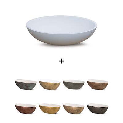 Waskom Luca Sanitair Bagno Metallo 48x32x12 cm Solid Surface Mat Wit (Kleurafwerking Naar Keuze)