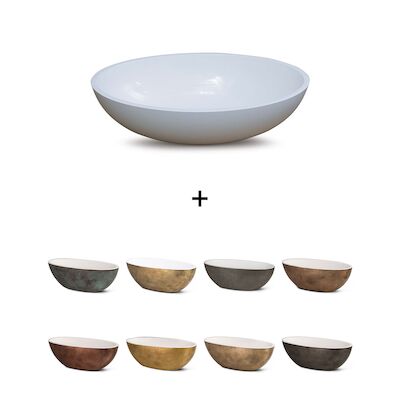 Waskom Luca Sanitair Bagno Metallo 48x32x12 cm Solid Surface Wit (Kleurafwerking Naar Keuze)