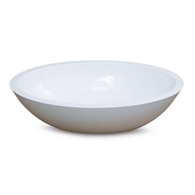 Waskom Luca Sanitair Ovaal 57x40x14cm Mineral Stone 25mm Dik Glans Wit