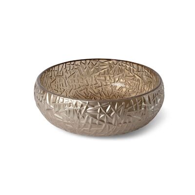 Waskom Luca Sanitair Vetro Rond 38,5×38,5×16 Transparant Glas Zonder Wastafelhouder Coffee