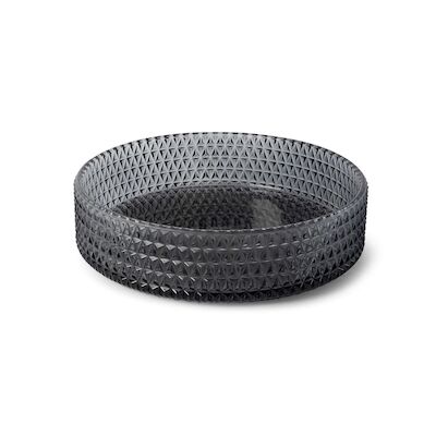 Waskom Luca Sanitair Vetro Rond 39,5×39,5×11 Transparant Glas Incl. Wastafelhouder Smoke