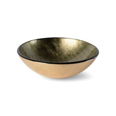 Waskom Luca Sanitair Vetro Rond 42x42x14,5 Gehard Glas Incl. Wastafelhouder Gold