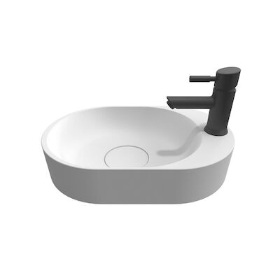 Waskom Riho Essence Ovaal Met Kraangat 48×32 cm Mat Wit