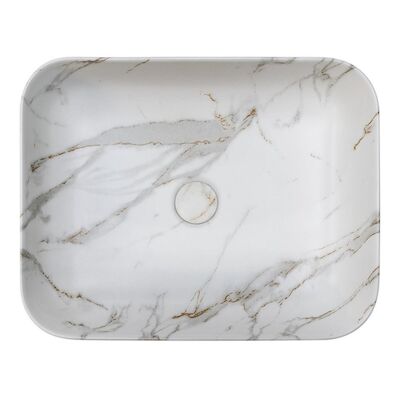 Waskom Riho Marmic Rechthoek 50x39x13 cm Mat Wit Marmer Keramiek