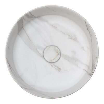 Waskom Riho Marmic Rond 34,6×34,6×11,4 cm Mat Wit Marmer Keramiek
