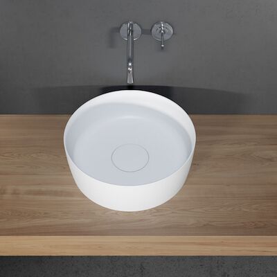 Waskom Riho Thin Opbouw Rond 41.8 cm Mat Wit