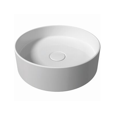 Waskom Salenzi Hide Circle 40×12 cm Glans Wit (inclusief bijpassende afvoerplug)