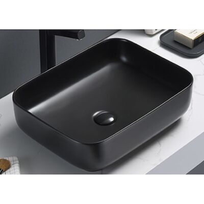 Waskom Sanilux Minerva Color Line 50x39x13 cm Inclusief Click Waste Mat Zwart
