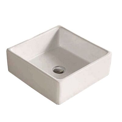 Waskom Sanilux Quatro Keramiek 38x38x13cm Vierkant wit (exclusief waste)