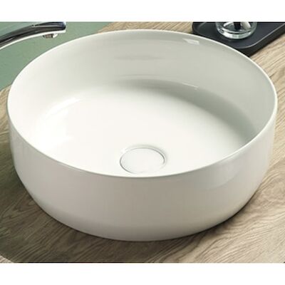 Waskom Sanilux Victoria Color Line Rond 39 cm Inclusief Click Waste Glans Wit