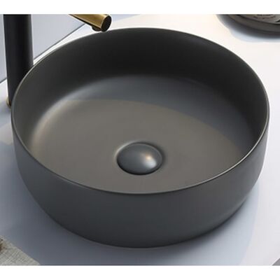 Waskom Sanilux Victoria Color Line Rond 39 cm Inclusief Click Waste Mat Antraciet