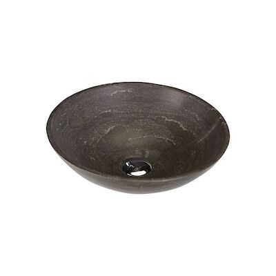 Waskom Sapho Blok Rond 40×12 cm Steen Mat Bruin