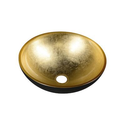 Waskom Sapho Murano Rond 40×14 cm Glas Goud / Zwart