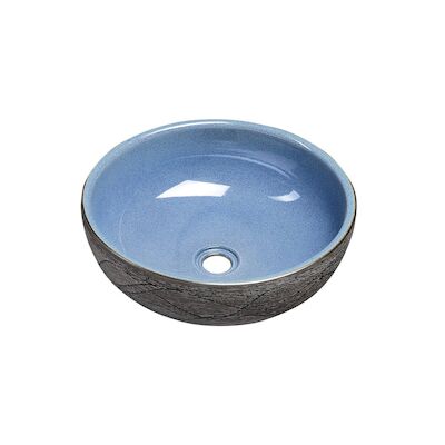 Waskom Sapho Priori Rond 41×15 cm Keramiek Decor Blauw / Grijs