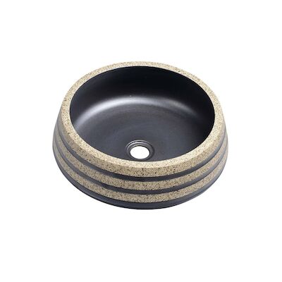Waskom Sapho Priori Rond 41×15 cm Keramiek Strepen Zwart / Steen
