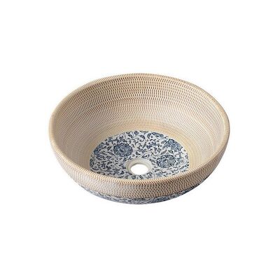 Waskom Sapho Priori Rond 42×15 cm Keramiek Decor Beige / Blauw