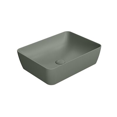 Waskom Sapho Sand Rechthoek 50x38x14 cm Keramiek Mat Legergroen